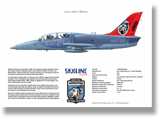 Commissioned work
Northsea Aggressor
Aero L-39ZO/E
Albatros (Clean)
SkyLine Aviation Commissioned work
Northsea Aggressor
Aero L-39ZO/E
Albatros (Clean)
SkyLine Aviation